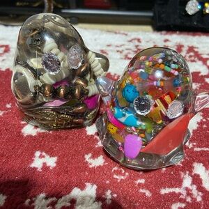 Handmade, Epoxy Ghosts Set, Filled with Vintage and Modern Jewelry